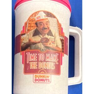 VTG Dunkin Donuts Travel Mug Cup Time To Make The Donuts 22oz Fred the Baker